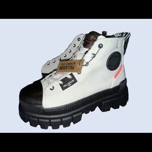 Palladium Revolt Black and White Chunky Sole Boots